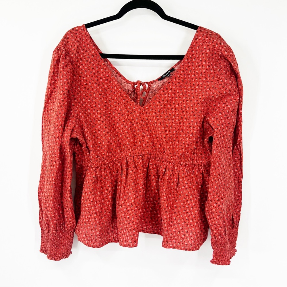 Madewell Tie-Back Peplum Top in Campden Daisies
